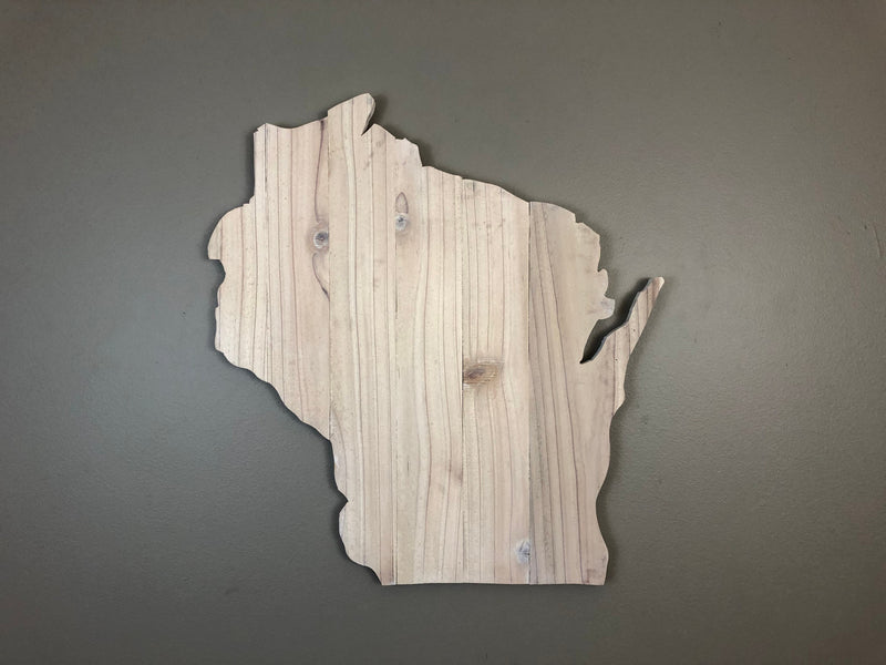 Wisconsin Rustic Wood State Cutout Plaque - Zink Woodworks