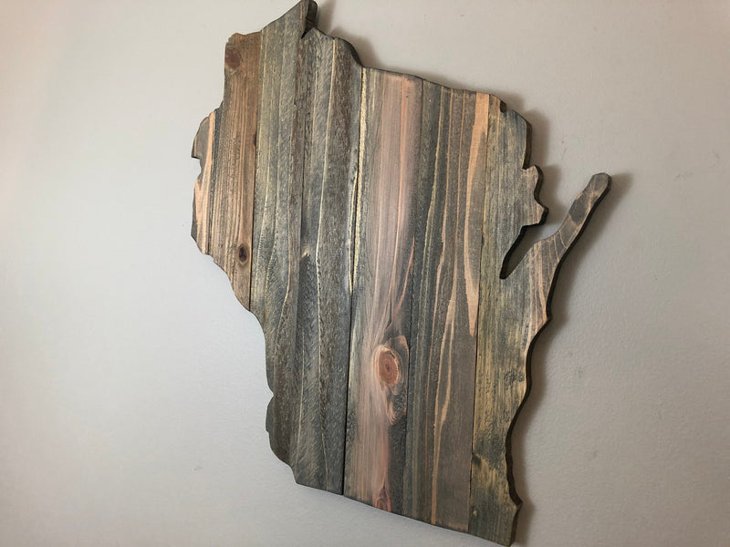 Wisconsin Rustic Wood State Cutout Plaque - Zink Woodworks