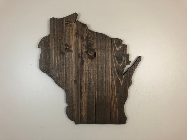 Wisconsin Rustic Wood State Cutout Plaque - Zink Woodworks