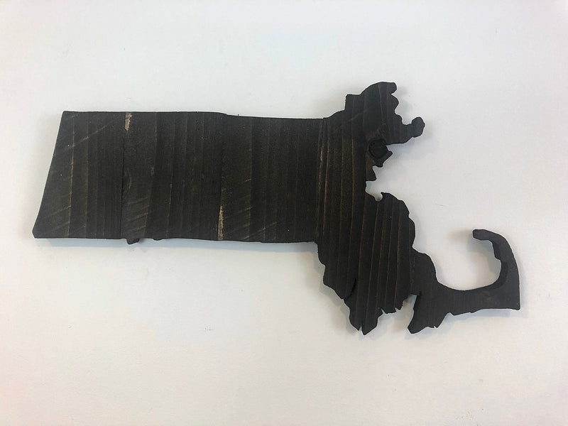 Massachusetts Rustic Wood State Cutout - Zink Woodworks