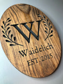 Custom Family Oval Wood Engraved Signs - Zink Woodworks
