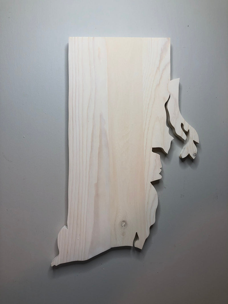 Rhode Island Rustic Wood State Cutout - Zink Woodworks
