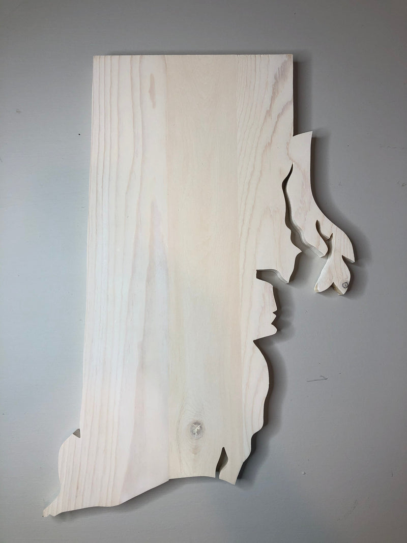 Rhode Island Rustic Wood State Cutout - Zink Woodworks