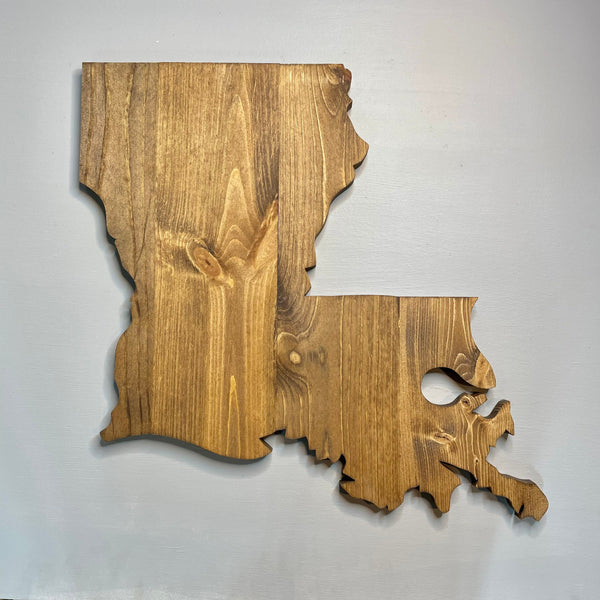 Louisiana Rustic Wood State Cutout - Zink Woodworks