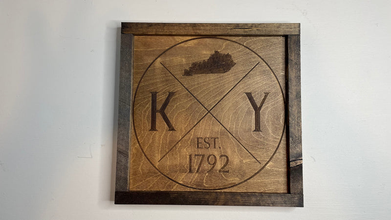 Laser Engraved Kentucky Rustic Wood Sign - Zink Woodworks